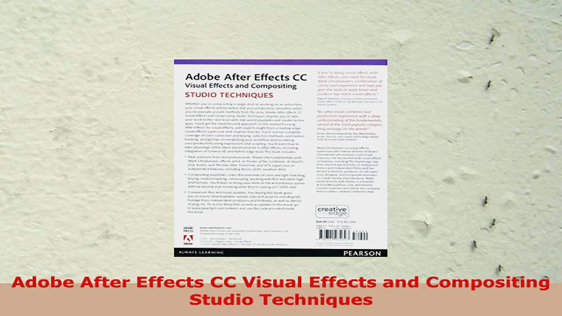⁣READ ONLINE  Adobe After Effects CC Visual Effects and Compositing Studio Techniques
