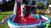 GRAN SLIP-N-SLIDE TOBOGÁN acuático INFLABLE GIGANTE de los JUGUETES de los TIBURONES en el Exterior de la Diapositiva de la Familia de la Diversión