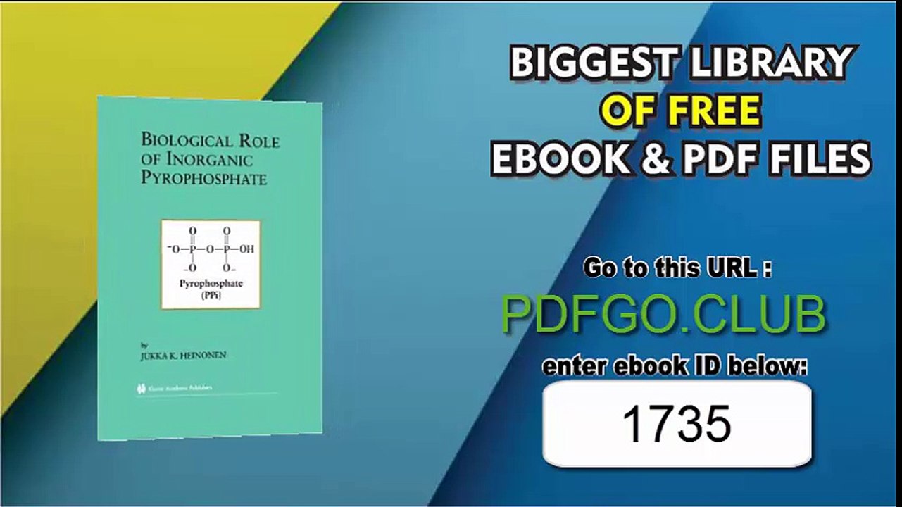 Biological Role of Inorganic Pyrophosphate 2001st Edition
