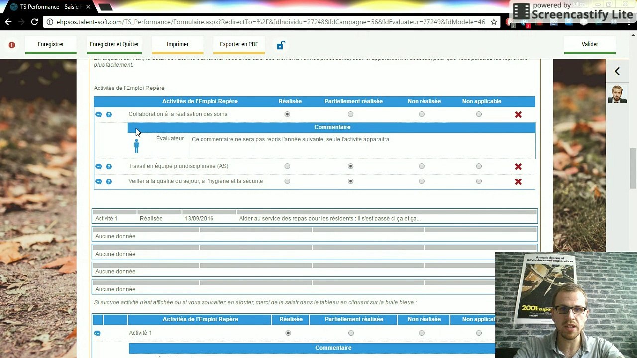 Le formulaire d'EAE 2017