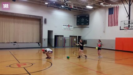 Softball pitcher destroys her competition playing dodgeball