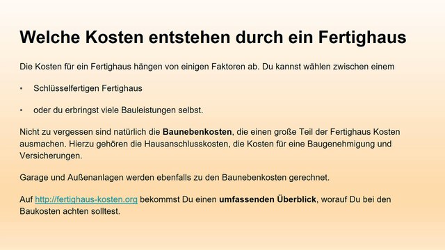 Fertighaus Kosten - Kosten, die beim Fertighausbau auf Dich zukommen
