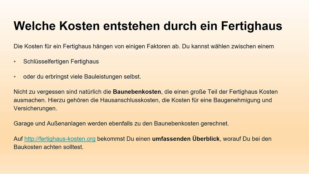 Fertighaus Kosten - Kosten, die beim Fertighausbau auf Dich zukommen