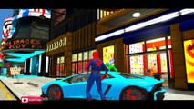 Colors Lamborghini Aventador Cars for Kids! Spiderman Nursery Rhymes Songs with Action