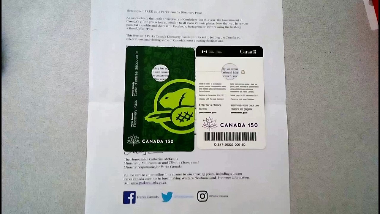Free Parks Canada 2017 Discovery Pass/Permit