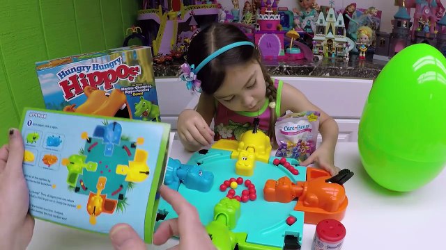 Hungry Hungry Hippo eats Disney Cars Micro Drifters Family Fun Game Surprise Egg toys Spid