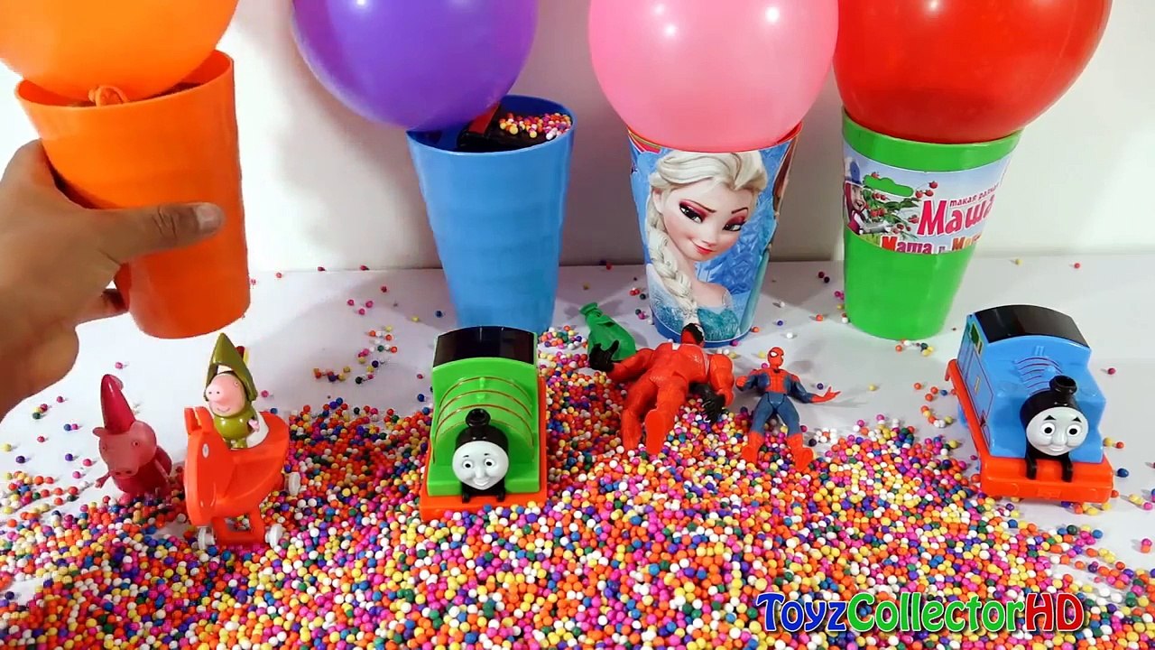 Thomas & Friends Balloons Surprise Cups Popping Peppa Pig Horse Masha Frozen Spiderman Toy