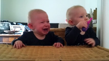 Twins fighting over a toothbrush_HD