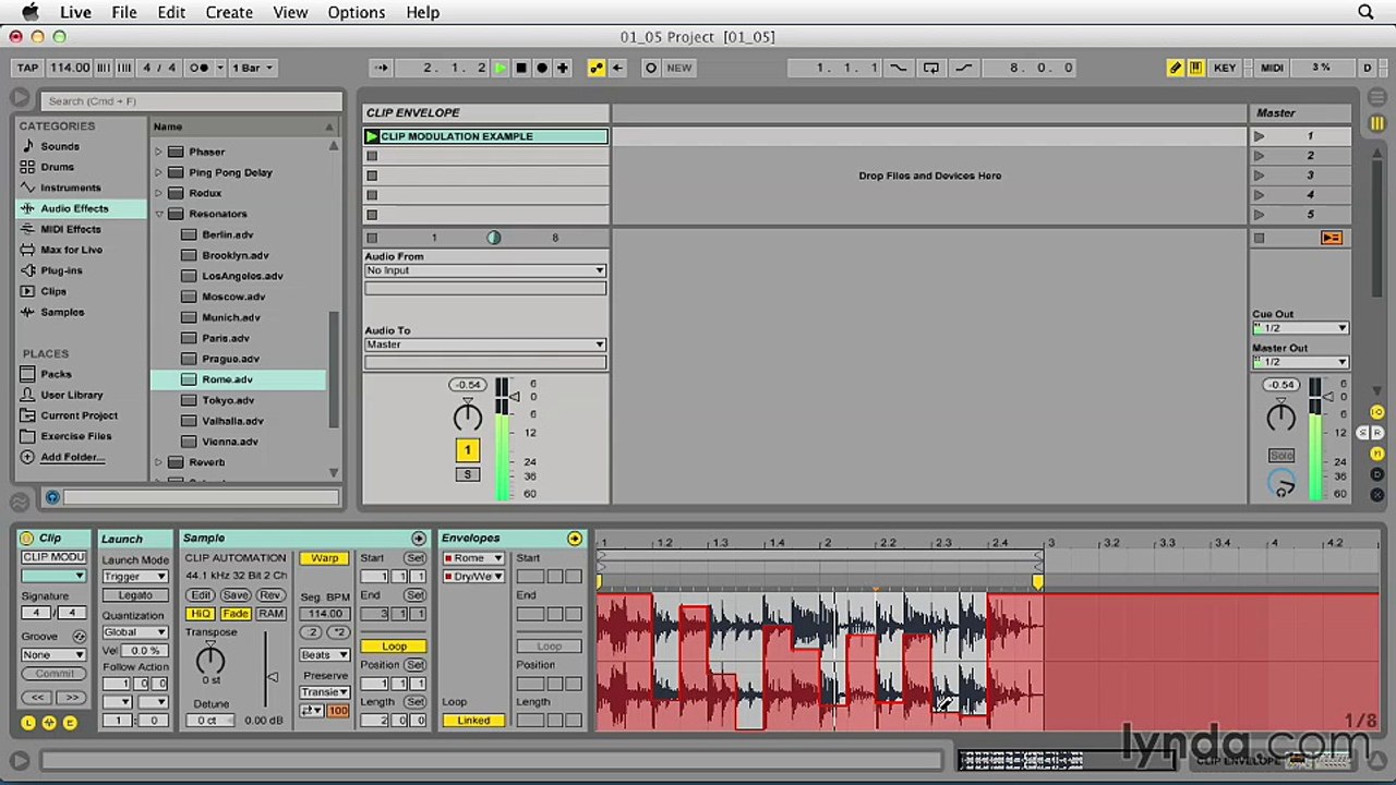 1.5 - Creating evolving elements by offsetting region and clip envelope length