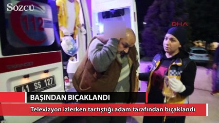 Başına saplı bıçakla hastaneye getirildi