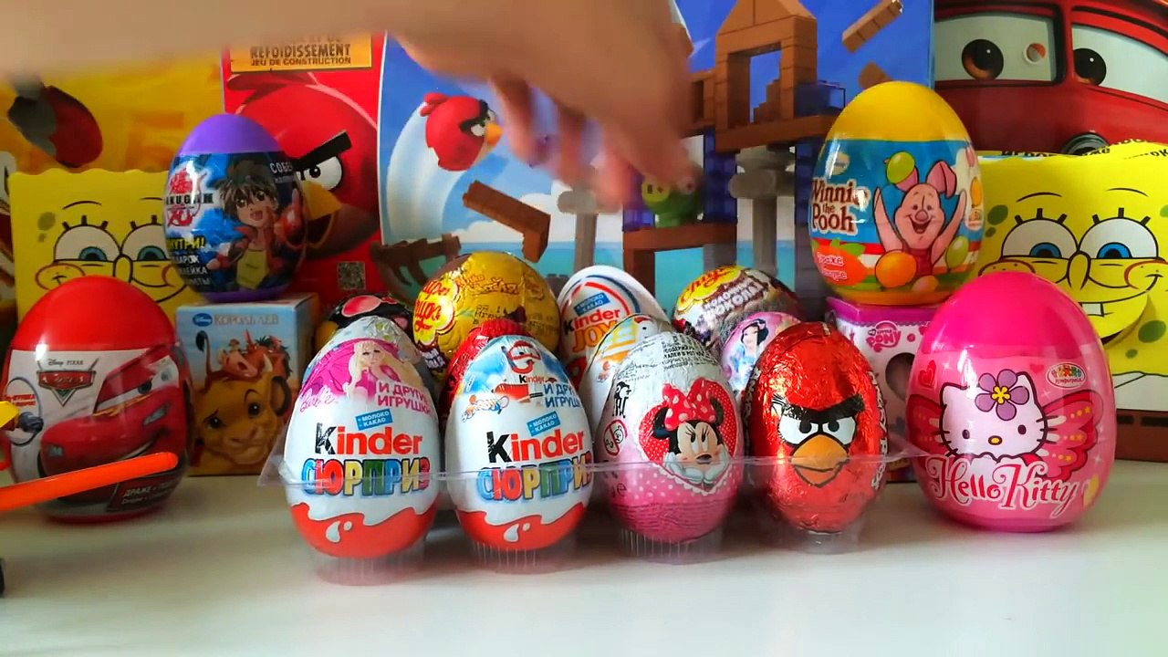 Киндер Сюрпризы,Unboxing Kinder Surprise Eggs Мега Сборник Angry Birds,Disney Cars Hot Whe