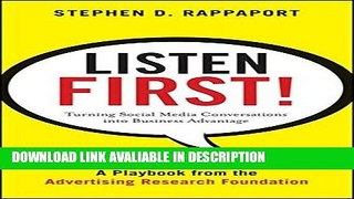 FREE [PDF] Listen First!: Turning Social Media Conversations Into Business Advantage Full Book