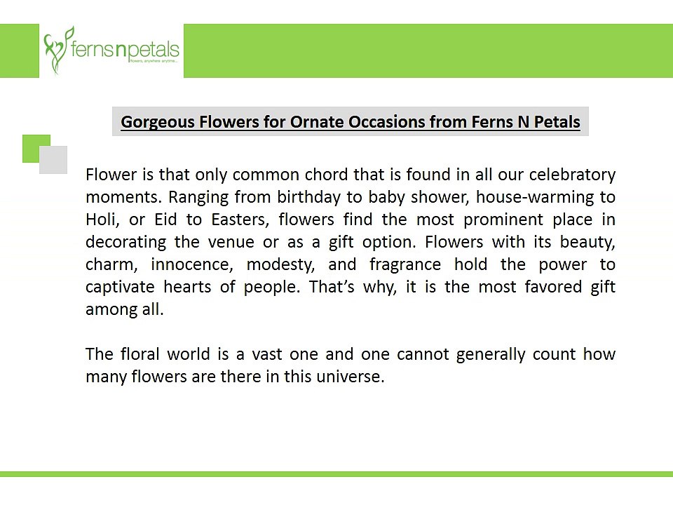 Gorgeous Flowers for Ornate Occasions from Ferns N Petals