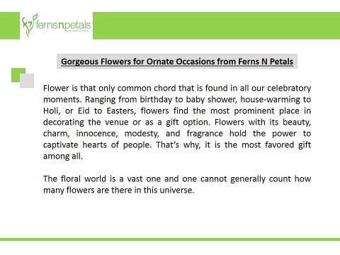 Gorgeous Flowers for Ornate Occasions from Ferns N Petals