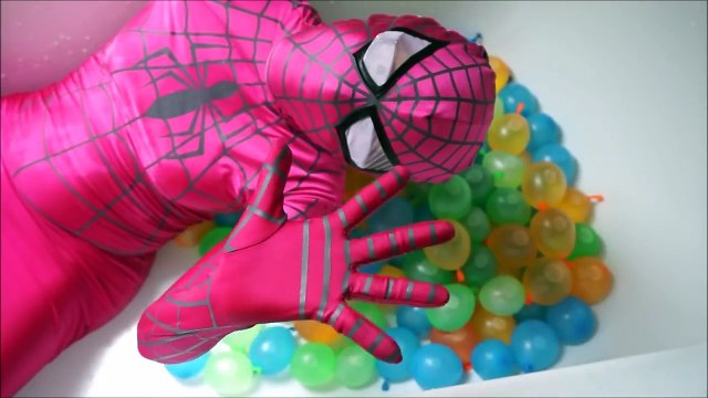 Lot wet Balloons Pink SpiderGirl Collection - Learn colours Balloon Compilation - TOP Fing