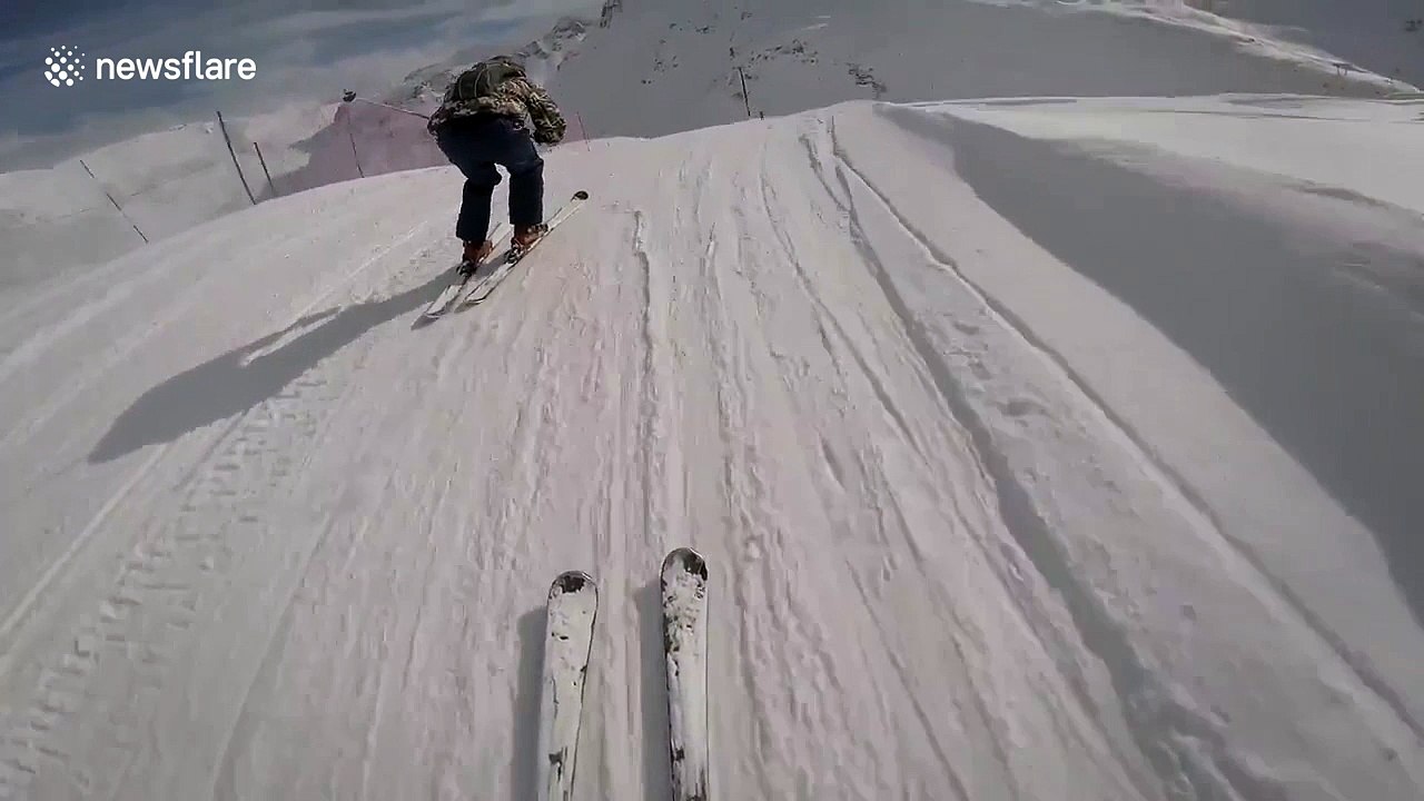 High speed crash during ski cross race