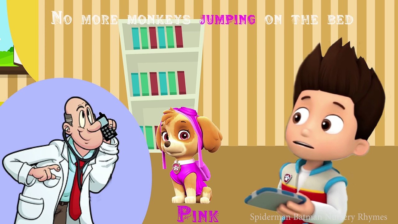 Five Little Paw Patrol Jumping on the Bed Nursery Rhyme | Chase Rocky Rubble Marshall Skye