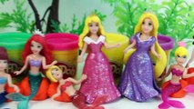 Play doh mermaid with Ariel MagiClip doll and Disney Princess mermaids Belle Merida Aurora
