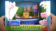 Peppa Pig Pool Party in Grandpa Pig Bathtime Boat Muddy Puddles - Barco del Abuelo Pig Nic