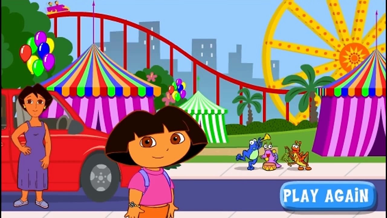 Juego de caricatura. Dora La exploradora Dora del Paseo a lo Largo de la Ciudad de Aventura. Episodios completos en Engli