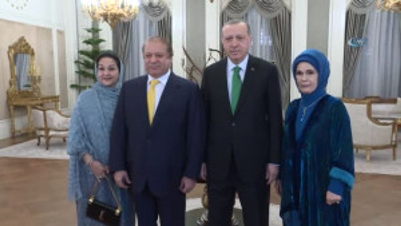 Ankara) Cumhurbaşkanı Erdoğan ile Pakistan Başbakanı Şerif Akşam Yemeğinde Bir Araya Geldi