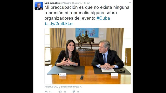 Almagro dice que Cuba le negó la entrada para recoger el premio Oswaldo Payá