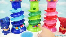 Learn Colors PJ Masks Doll Gumball Machine Bath Time Chocolate Candy and Colors Clay Slime