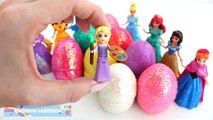 Learn Colors Play Doh Surprise Eggs! Frozen & Disney Princesses Finger Family * RainbowLearning