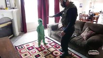 Green Spider Bane vs Little Green Alien - Bane Turned into Alien!! | Real Life Superhero Movie! B^)