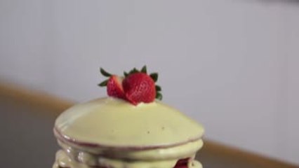 Red Velvet Pancakes With Cream Cheese Glaze