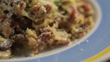Fettuccine Carbonara With Mushroom And Bacon