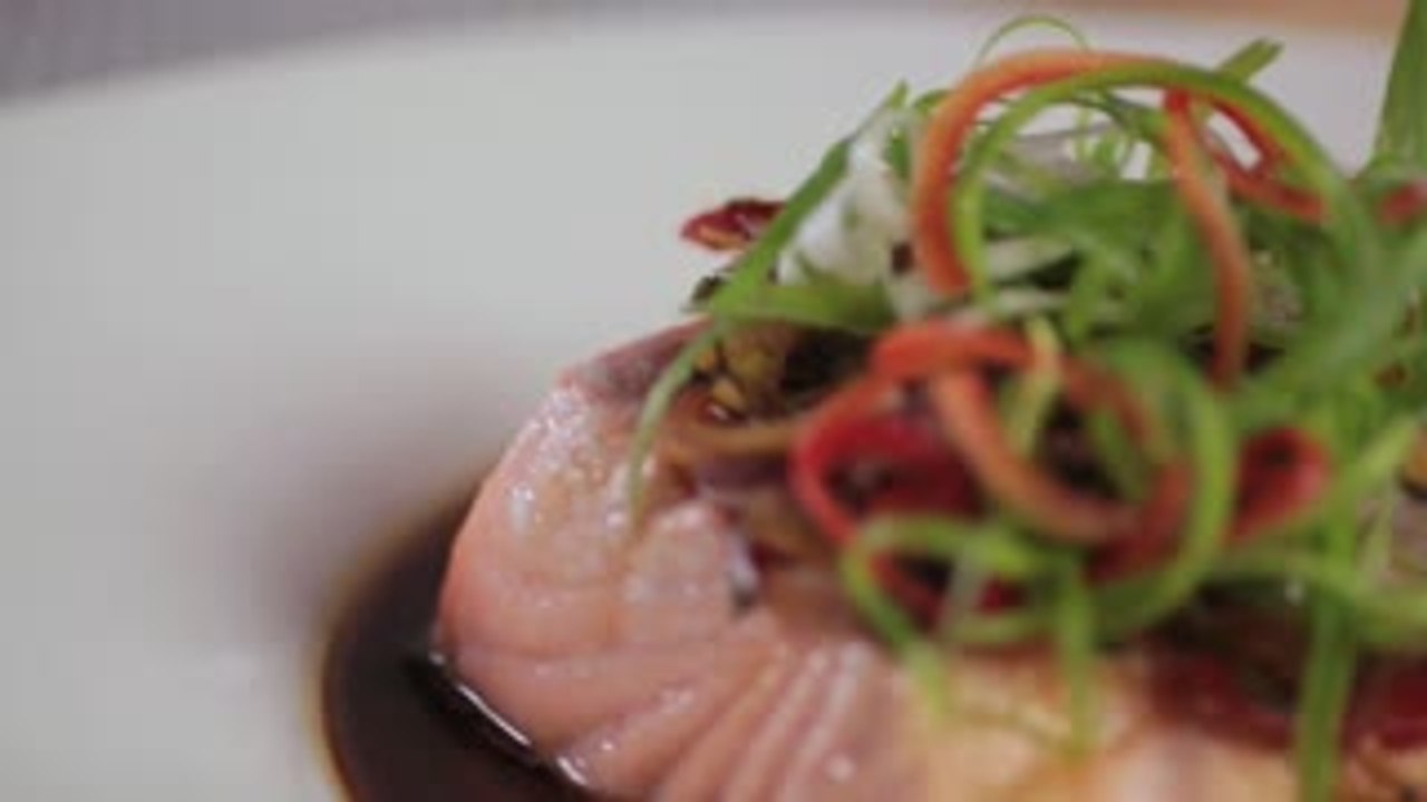 Steamed Salmon With Caramelised Ginger And Chilli Sauce