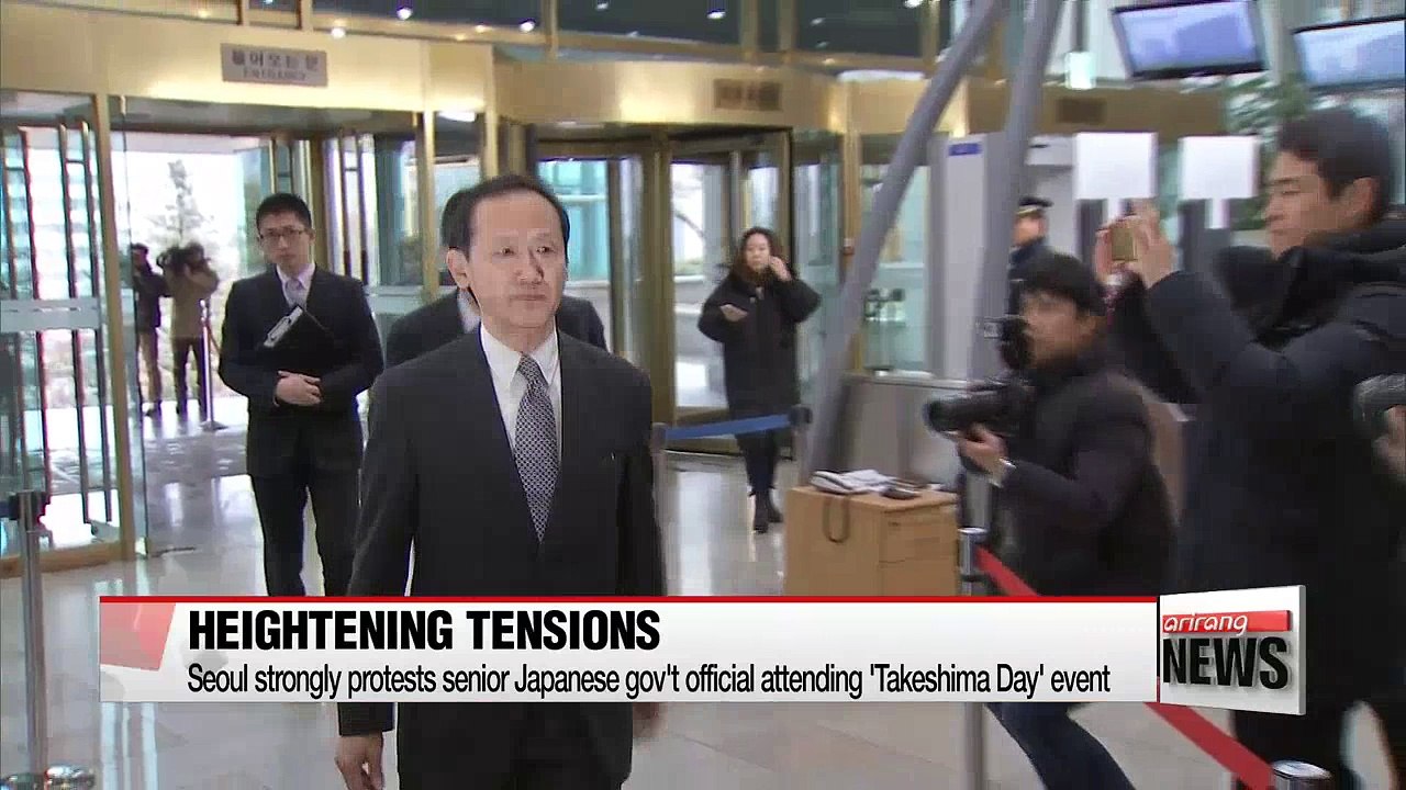 : Korea summons minister at Japan's embassy in Seoul in protest to Tokyo sending senior Cabinet member to Japan's so-called 'Takeshima Day'