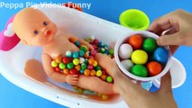 Baby Doll Bubble Gum Bathtime Compliation With Gum ball Bath Playing   Surprise Toys Video