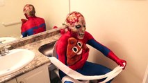 Spiderman VS Maleficent VS Zombie Spiderman VS Venom VS Joker! Bathroom Battle Poop Prank!