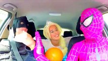 Superheroes Dancing in a Car : Spiderman Monter , Batman , Elsa ! Superheroes in Real Life