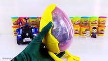 Play Doh Kinder Surprise Eggs Toys Learn Colors Play Doh Spiderman Cars Hot Wheels Robocar