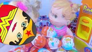 Kinder Joy Surprise Eggs   Gummy Pizza with Baby Alive Doll and Pororo - Kids' Toys-HoCSTuxIA1Y