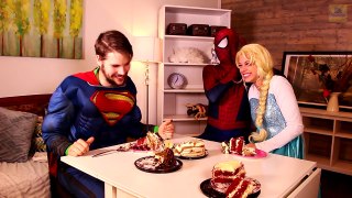 Frozen Elsa & Spiderman CAKE CHALLENGE! w  Joker Anna Surprise Eggs Maleficent Fun In Real Life