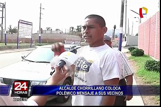 Chorrillos: alcalde coloca polémico mensaje a los vecinos