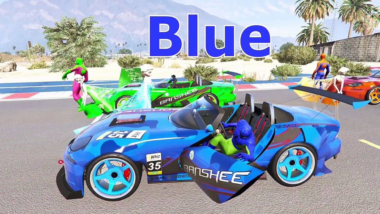 4 voitures colorées. Vidéo éducatif pour développement denfants. Apprendre les couleurs