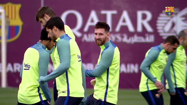 FC Barcelona traning session: Preparations for Vicente Calderón visit begin