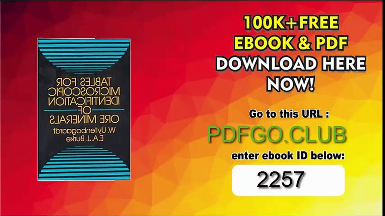 Tables for Microscopic Identification of Ore Minerals