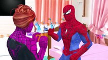 Frozen Elsa & Spiderman VENOM ATTACK! w/ Avengers Superheroes Hulk Iron Man   Nursery Rhym