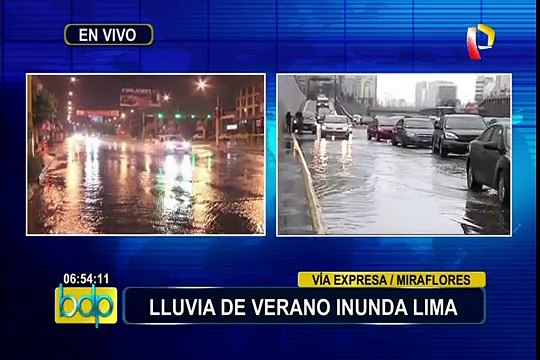 Intensa lluvia de verano inunda diversas calles de Lima