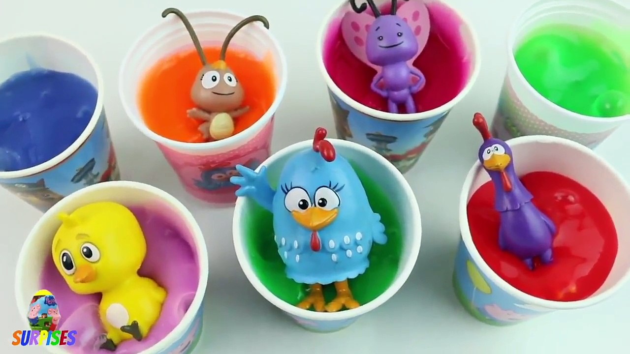 Copos Surpresas Amoeba com a Turma da Galinha Pintadinha e Pop Up Brinquedos com Ovos Surpresa Toys