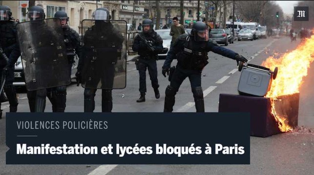 Manifestation sauvage, poubelles brûlées et lycées bloqués à Paris contre les violences policières