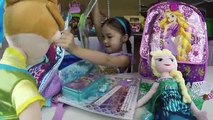 Huge Frozen Surprise Egg Backpack Opening Disney Princess Rapunzel Toys Elsa Light - Up Wa