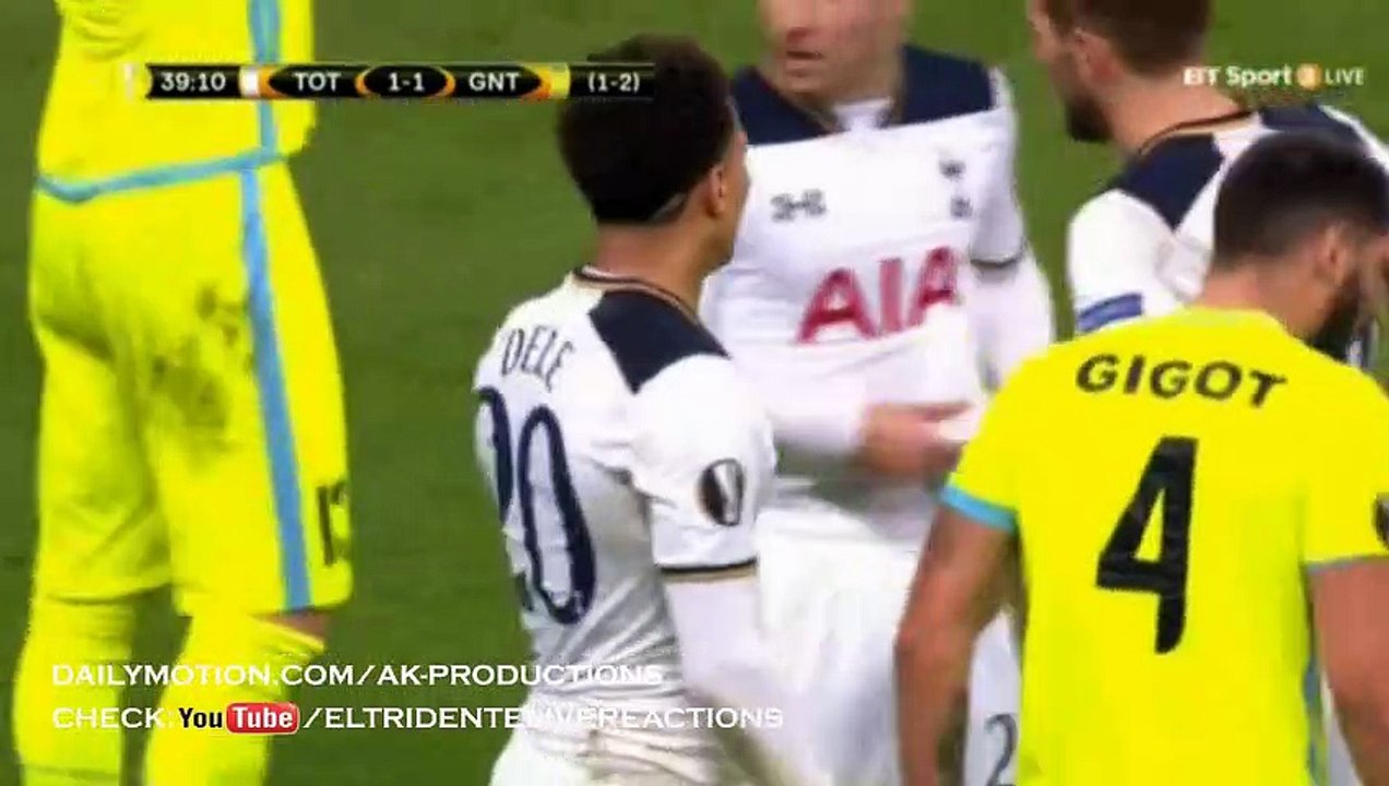 Dele Alli RED CARD - Tottenham Hotspur VS AA Gent 23.02.2017 HD