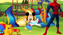 Spiderman Gives Crying Baby Mickey Mouse Toys and Candy!